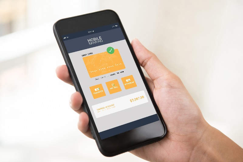 Celular com a aplicativo de um banco digital na tela.